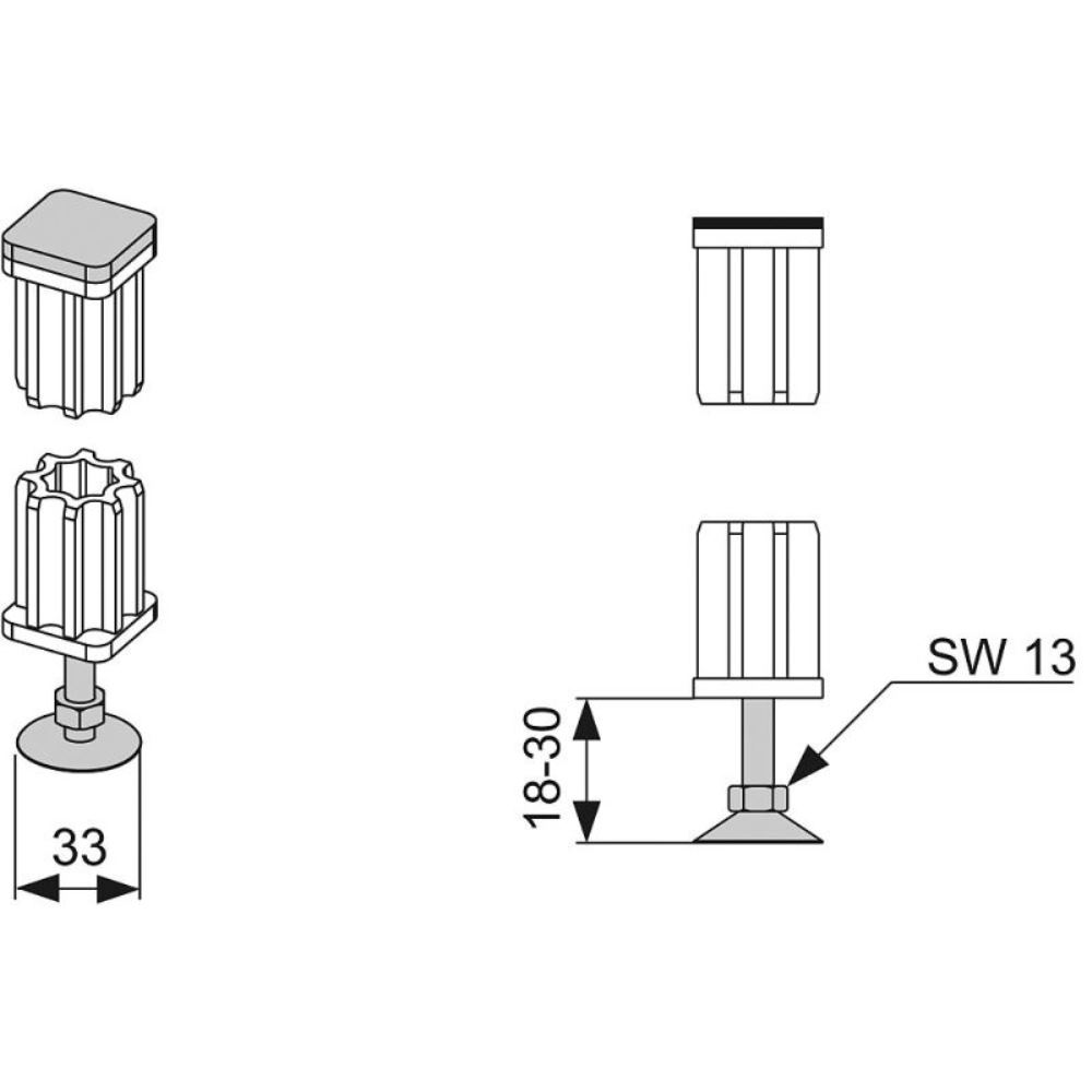 Ножка Tece TECEprofil с торцевым элементом 9140000 2 Ножка Tece TECEprofil с торцевым элементом 9140000 — изображение 2